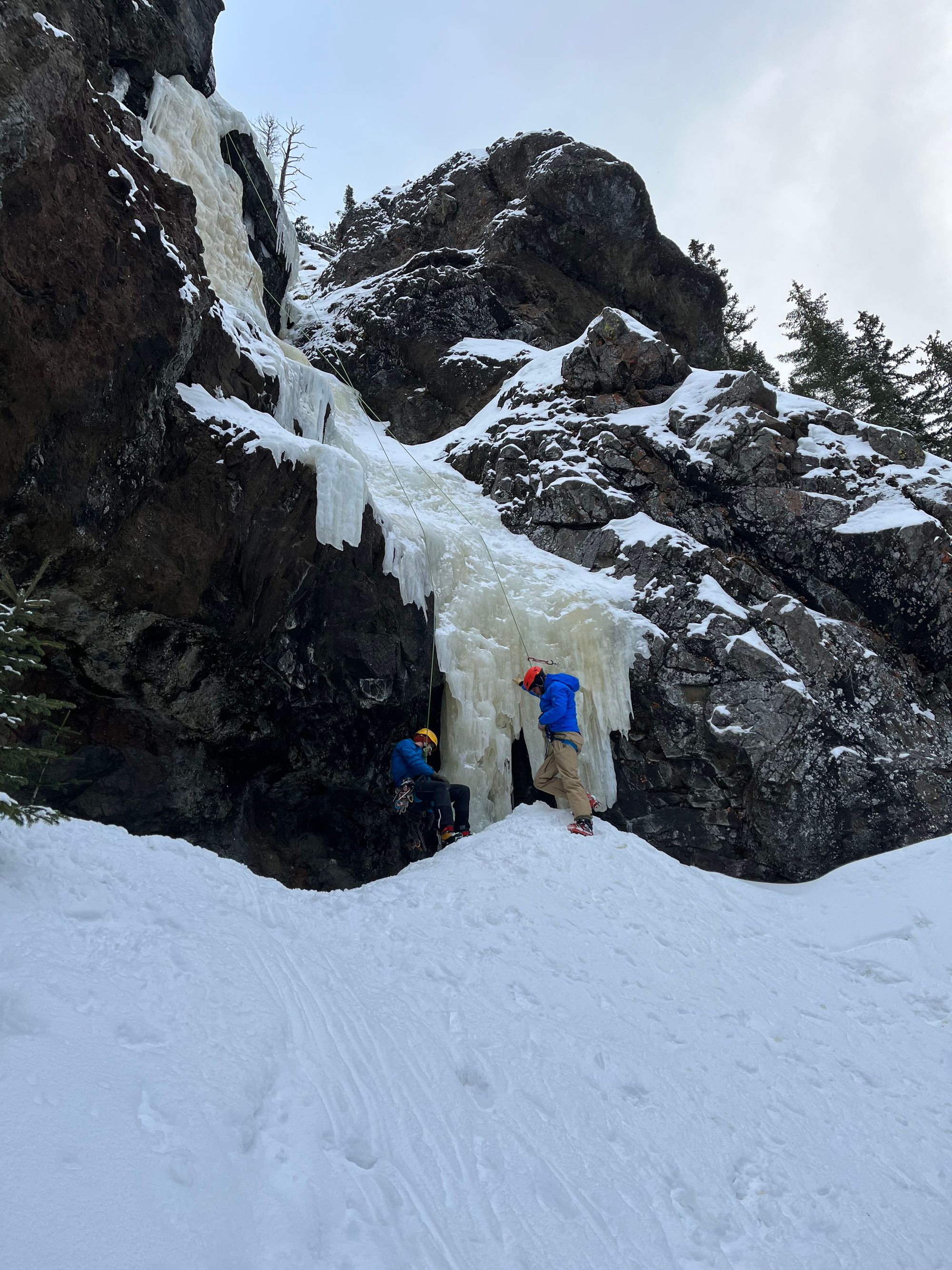 Hyalite Ice: Twin Falls Climb + Pinner Couloir Ski Tour