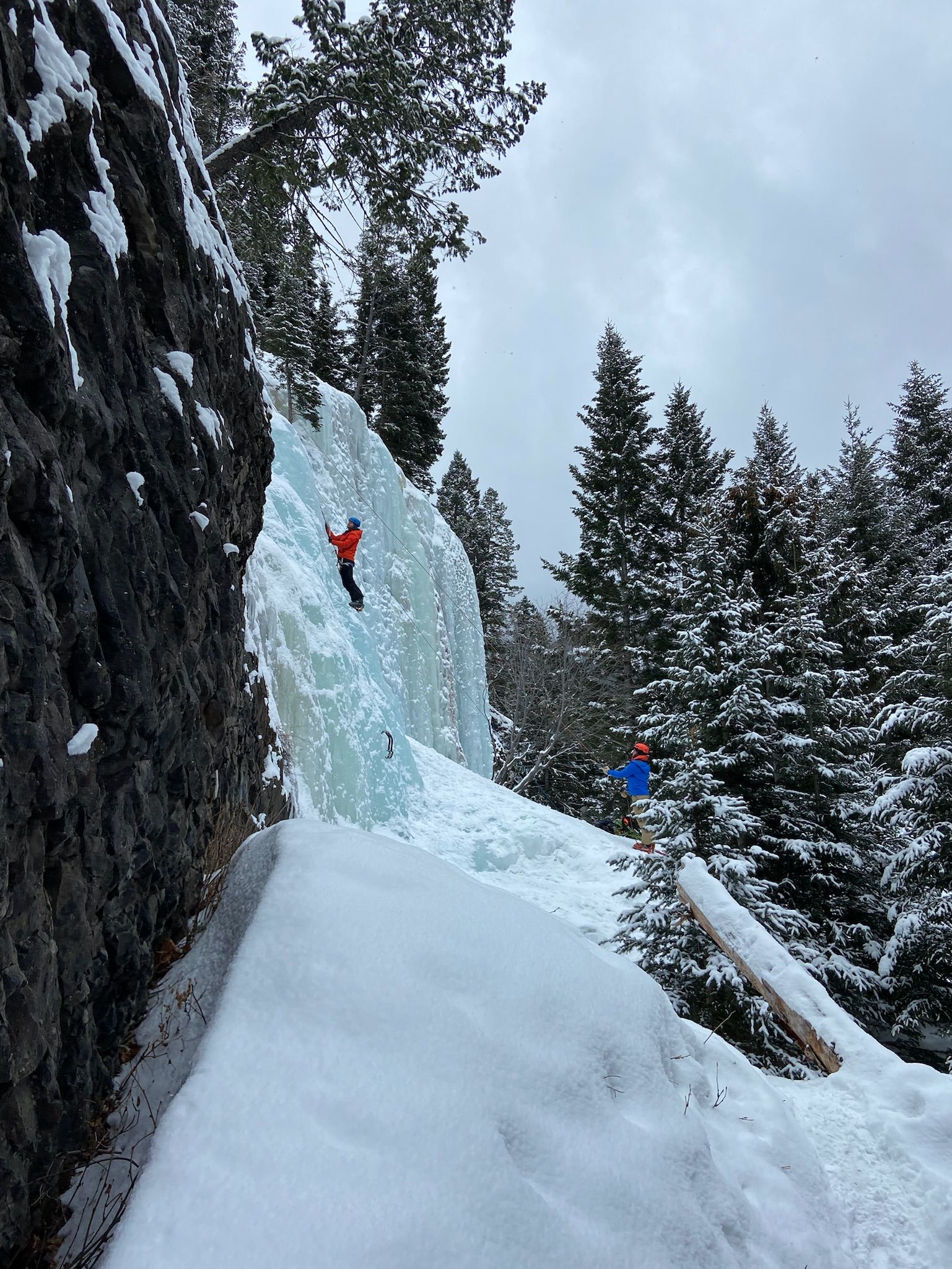 Hyalite Ice: Twin Falls Climb + Pinner Couloir Ski Tour