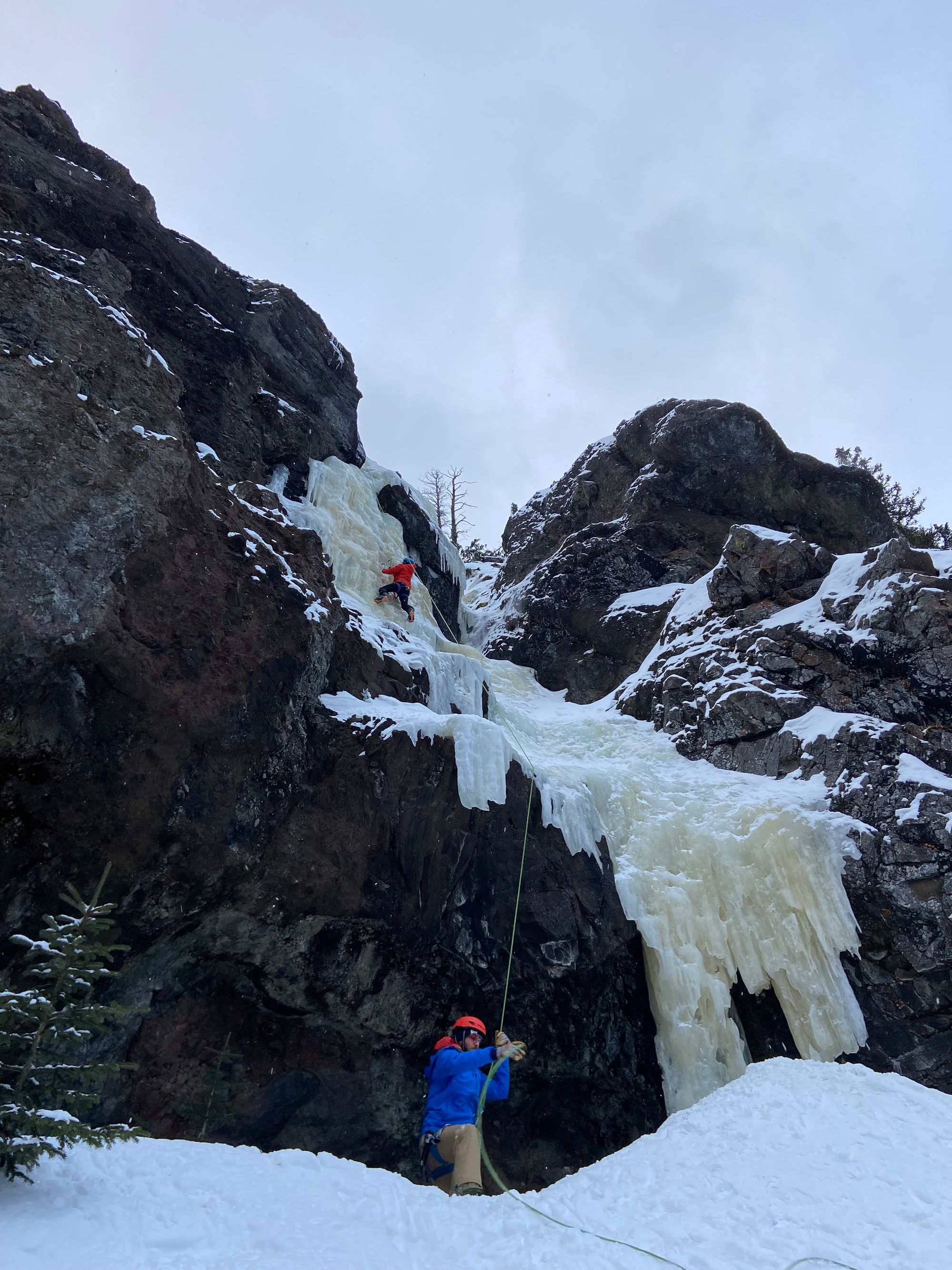 Hyalite Ice: Twin Falls Climb + Pinner Couloir Ski Tour