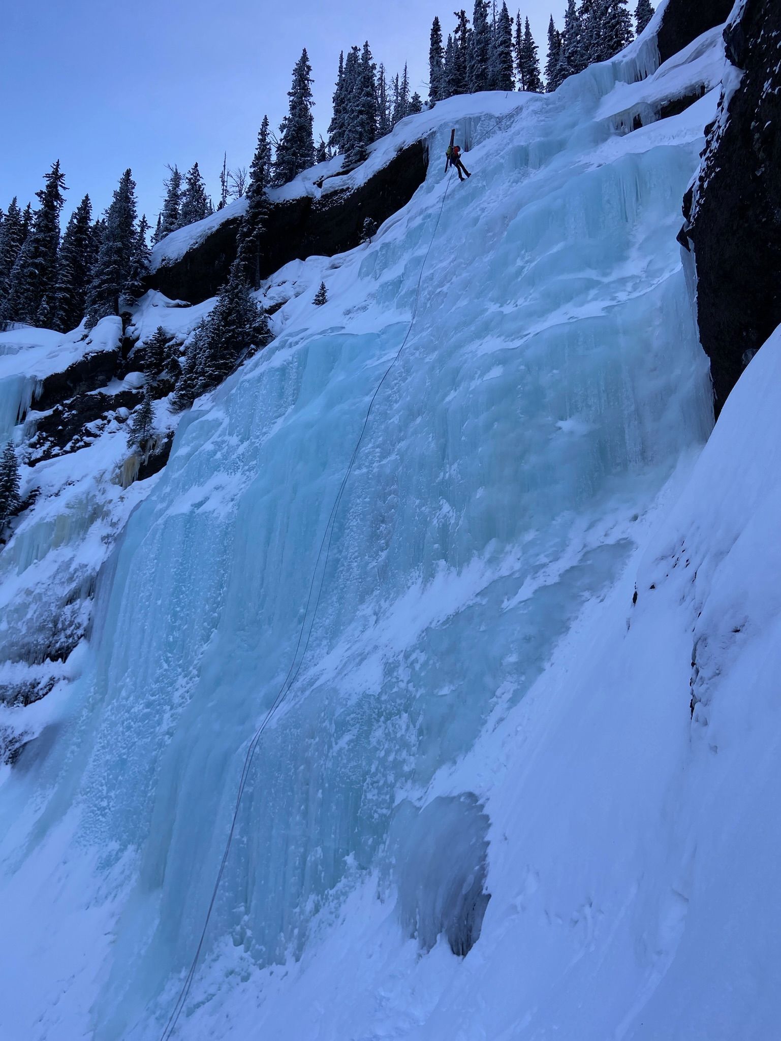 Hyalite Ice: Twin Falls Climb + Pinner Couloir Ski Tour