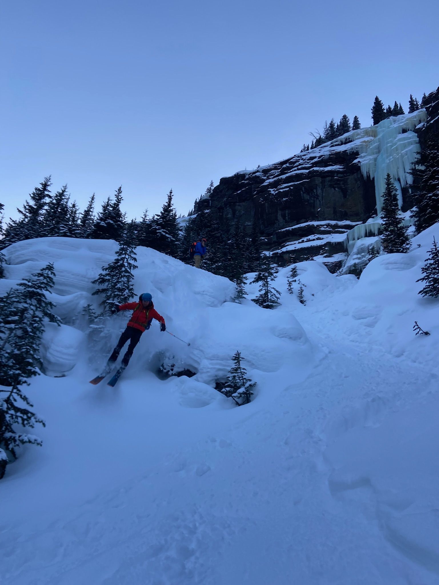 Hyalite Ice: Twin Falls Climb + Pinner Couloir Ski Tour