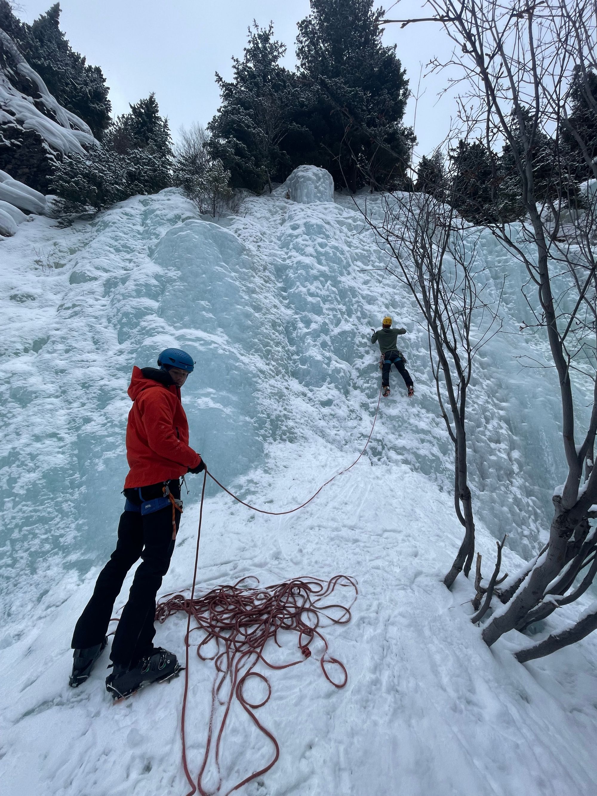 Hyalite Ice: Twin Falls Climb + Pinner Couloir Ski Tour