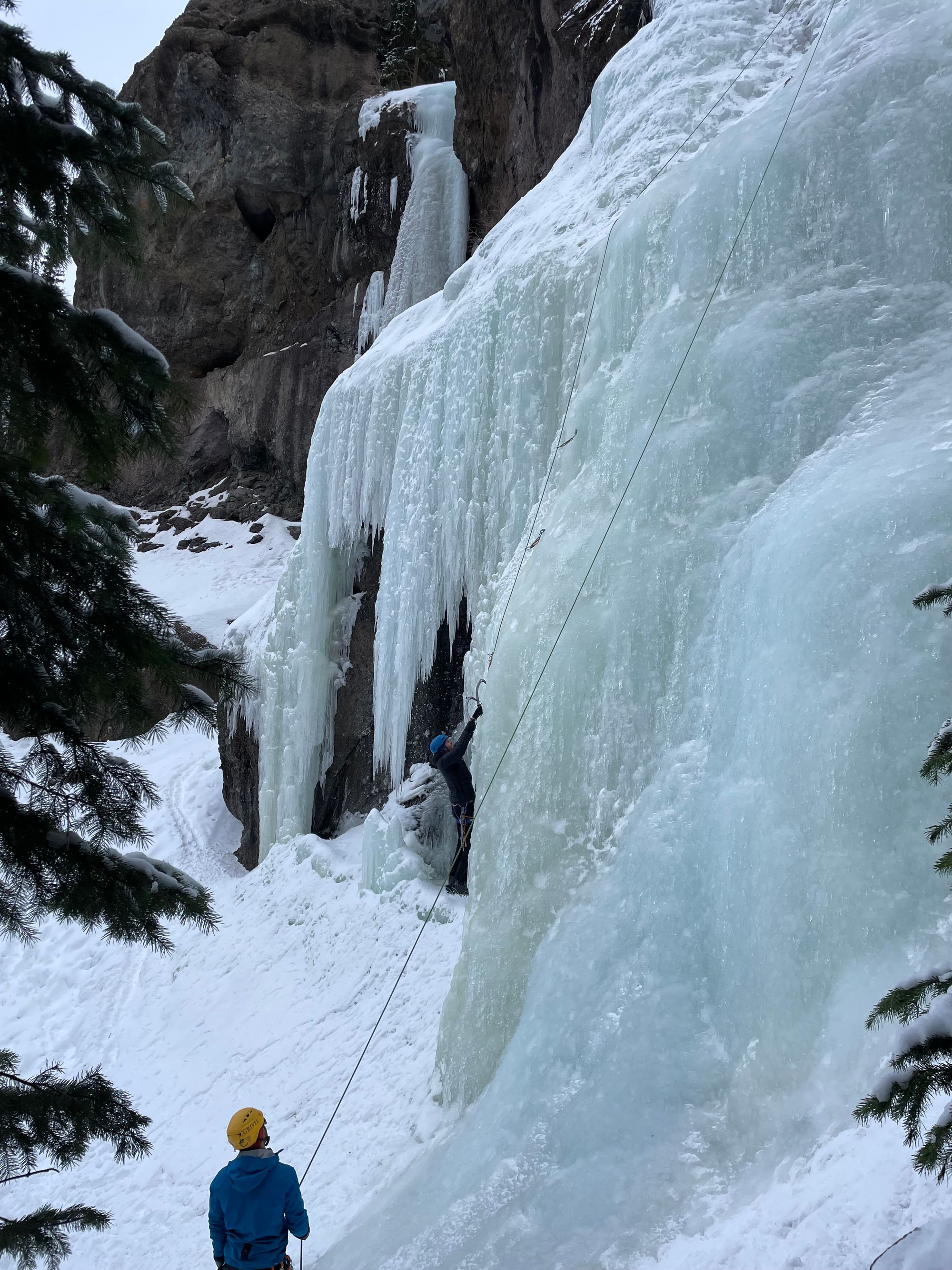 Hyalite Ice: Twin Falls Climb + Pinner Couloir Ski Tour