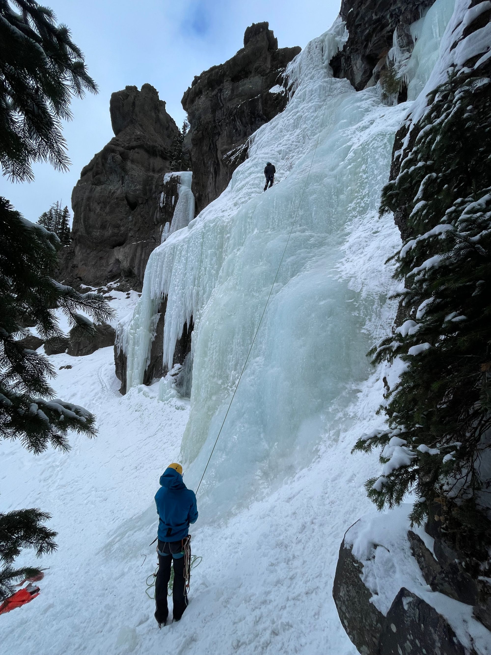 Hyalite Ice: Twin Falls Climb + Pinner Couloir Ski Tour