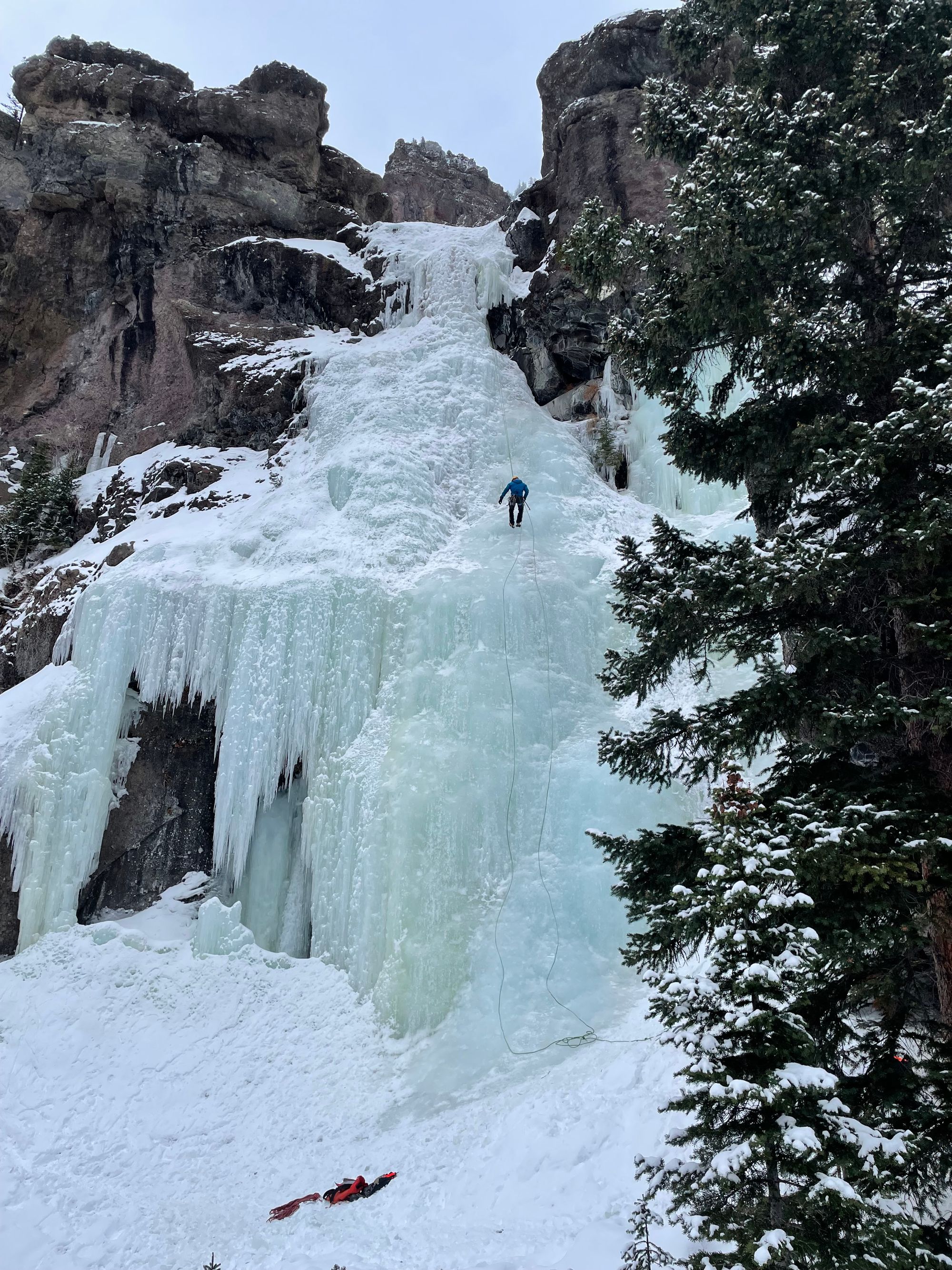 Hyalite Ice: Twin Falls Climb + Pinner Couloir Ski Tour