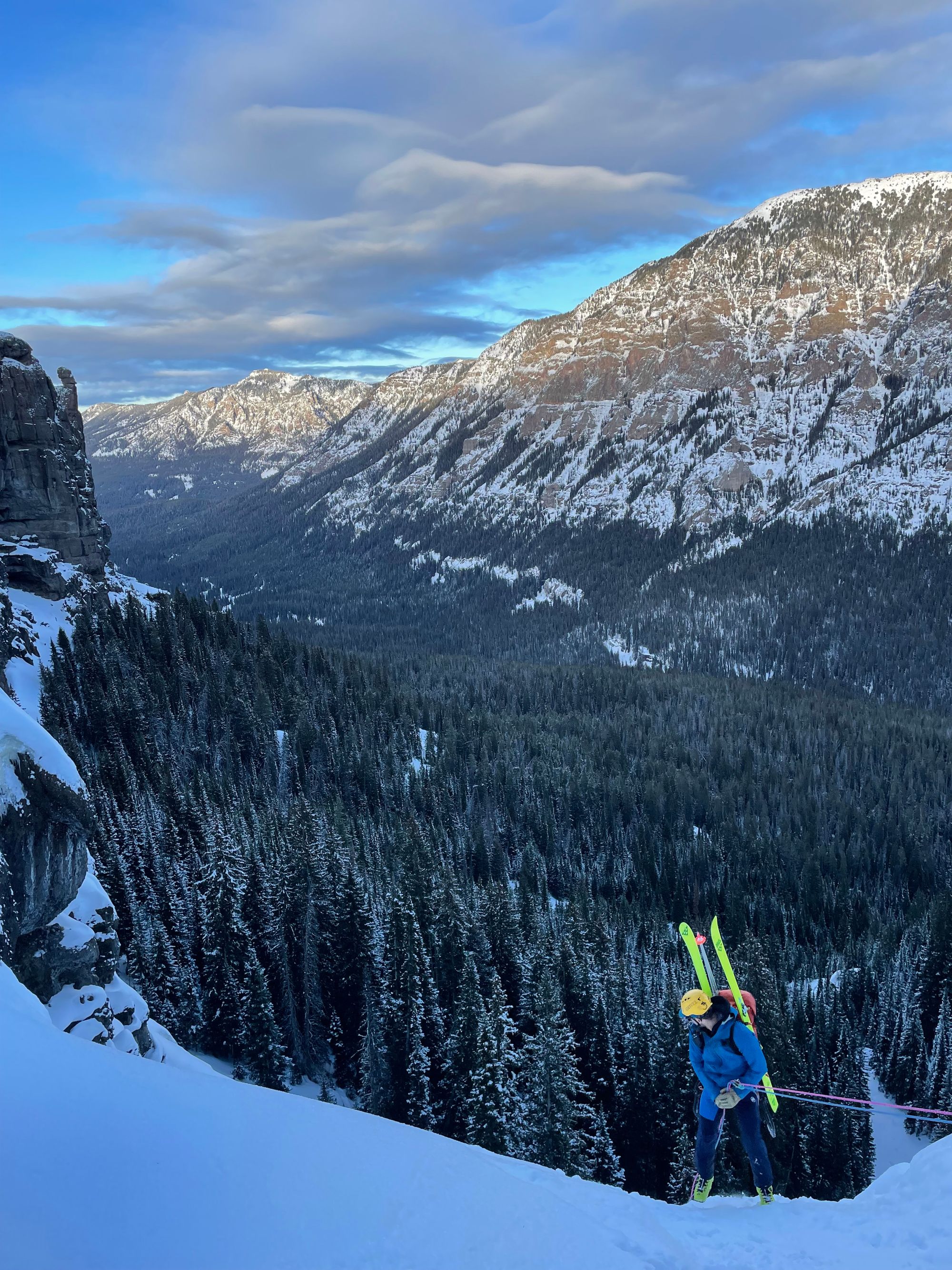 Hyalite Ice: Twin Falls Climb + Pinner Couloir Ski Tour