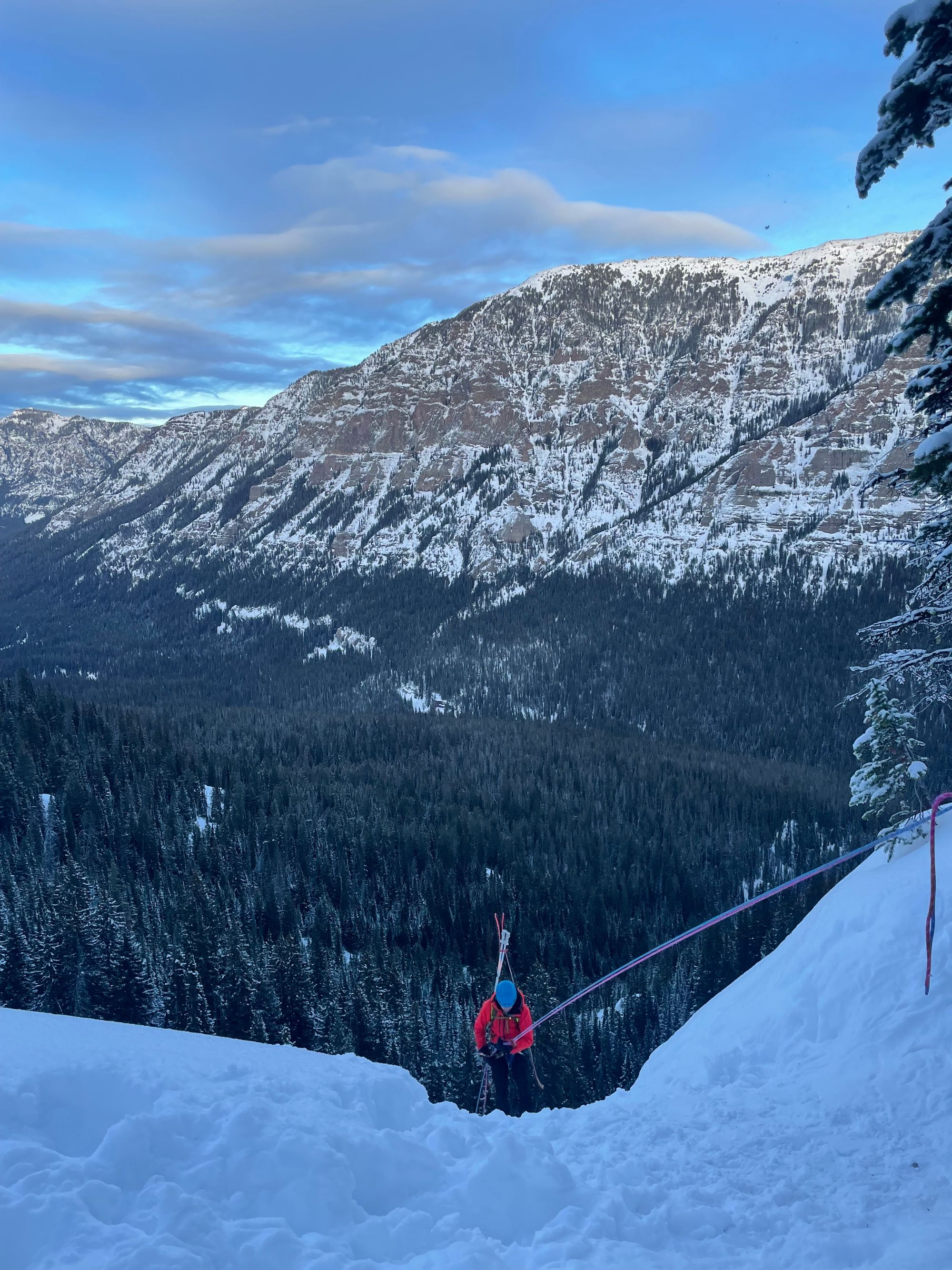 Hyalite Ice: Twin Falls Climb + Pinner Couloir Ski Tour