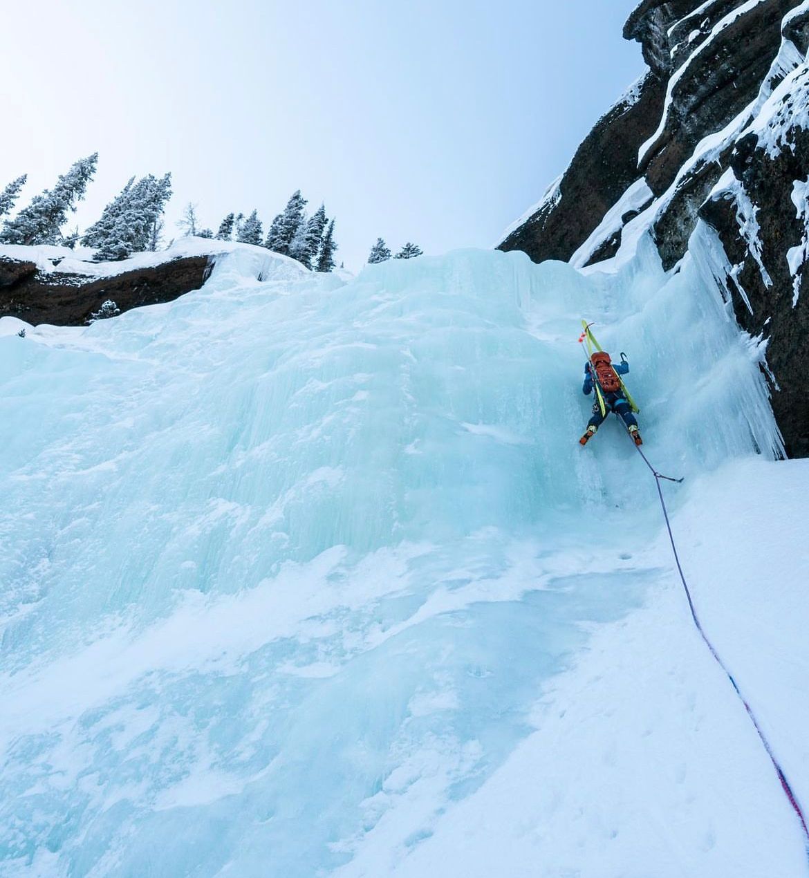 Hyalite Ice: Twin Falls Climb + Pinner Couloir Ski Tour