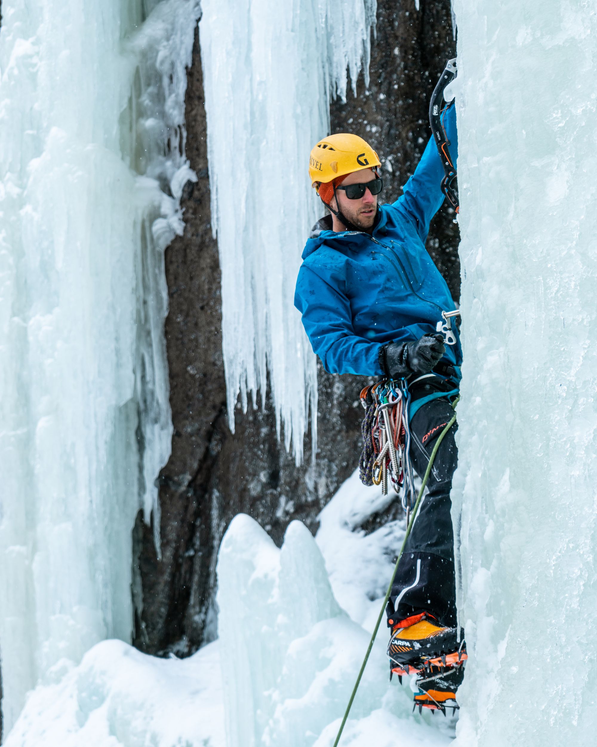 Hyalite Ice: Twin Falls Climb + Pinner Couloir Ski Tour