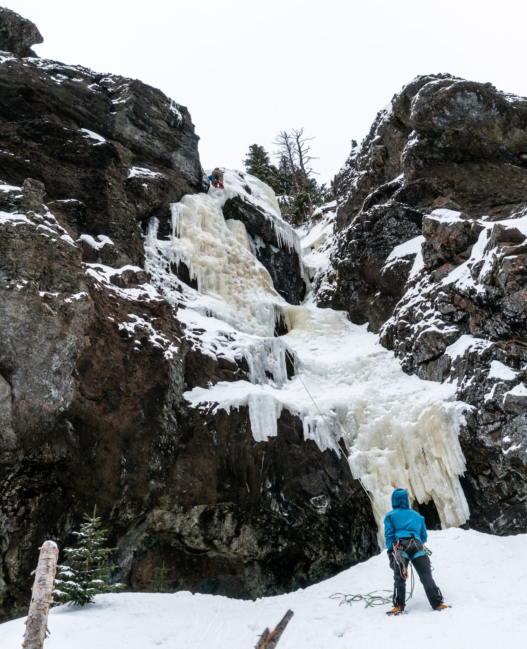 Hyalite Ice: Twin Falls Climb + Pinner Couloir Ski Tour