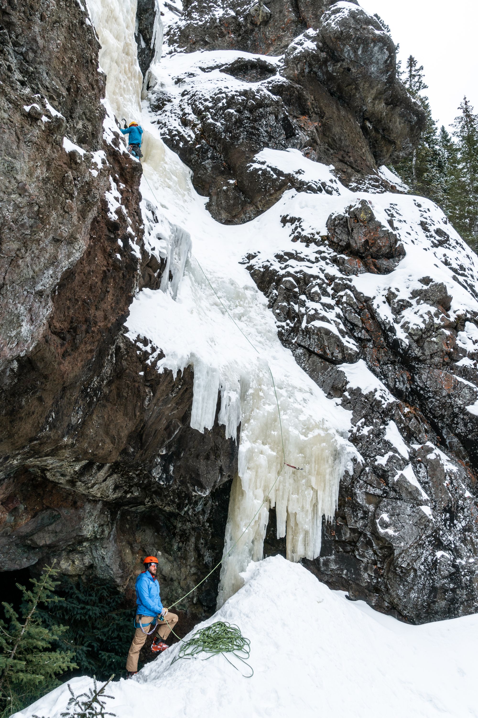 Hyalite Ice: Twin Falls Climb + Pinner Couloir Ski Tour