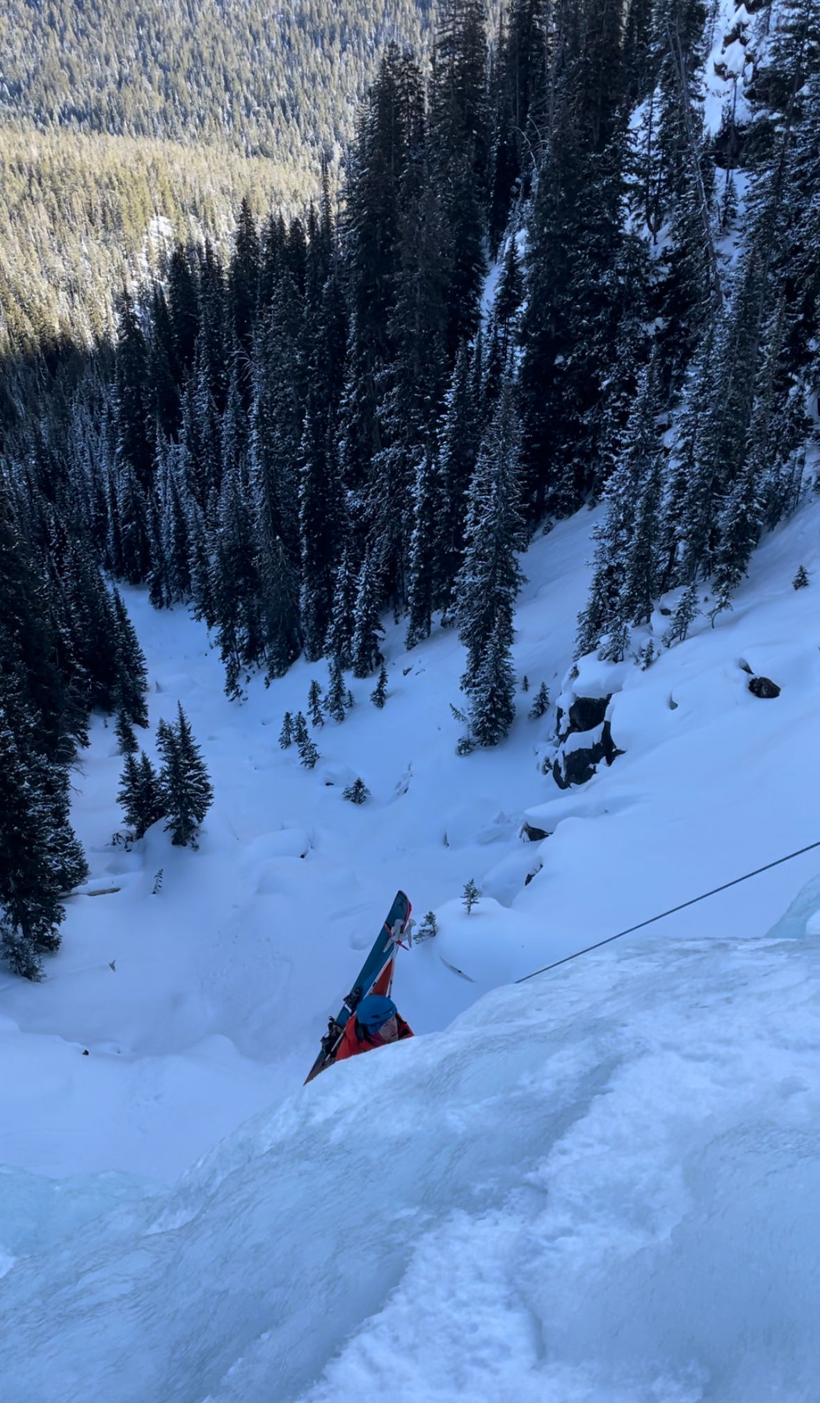 Hyalite Ice: Twin Falls Climb + Pinner Couloir Ski Tour